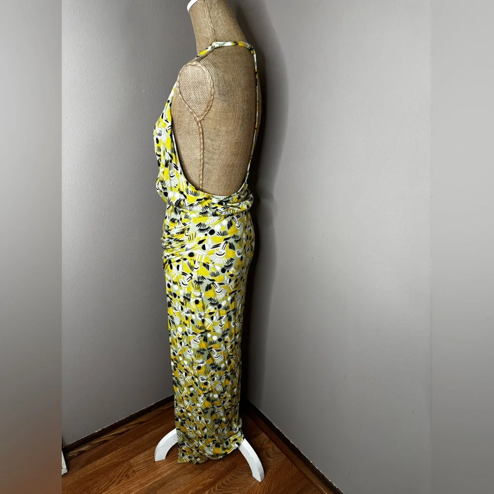 Free People Daria Halter Maxi Dress Apple Mint Low Back Slit Plunge Size Small - Picture 3 of 14